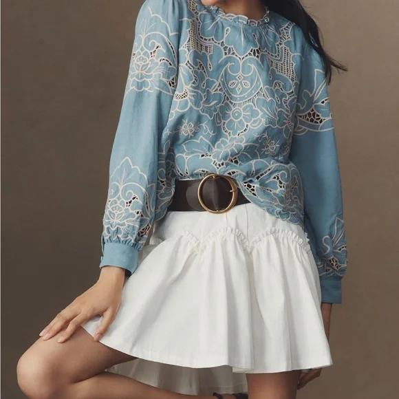 Blue Embroidered Women's Top Anthropologie with tag - Picture 2 of 6